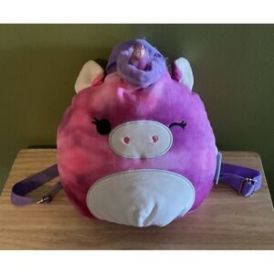 Squishmallows LOLA UNICORN 10" Plush Backpack Zipper Pocket Hot Pink/Purple
